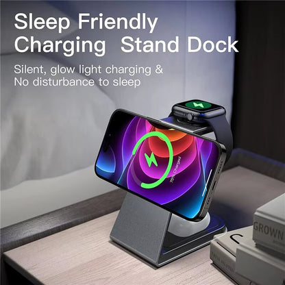 3 in 1 Magnetic Wireless Charger Stand Transparent for Iphone 12 13 14 Pro Max Apple Watch Airpods Fast Charging Dock Station